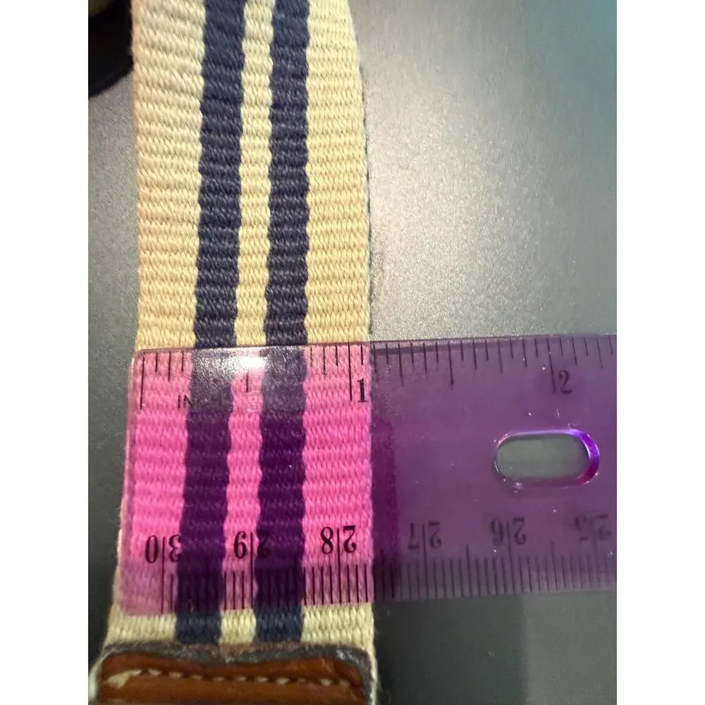 VTG 70's 80's Izod Lacoste Reversible Surcingle Belt Made in Italy Stripe Canvas